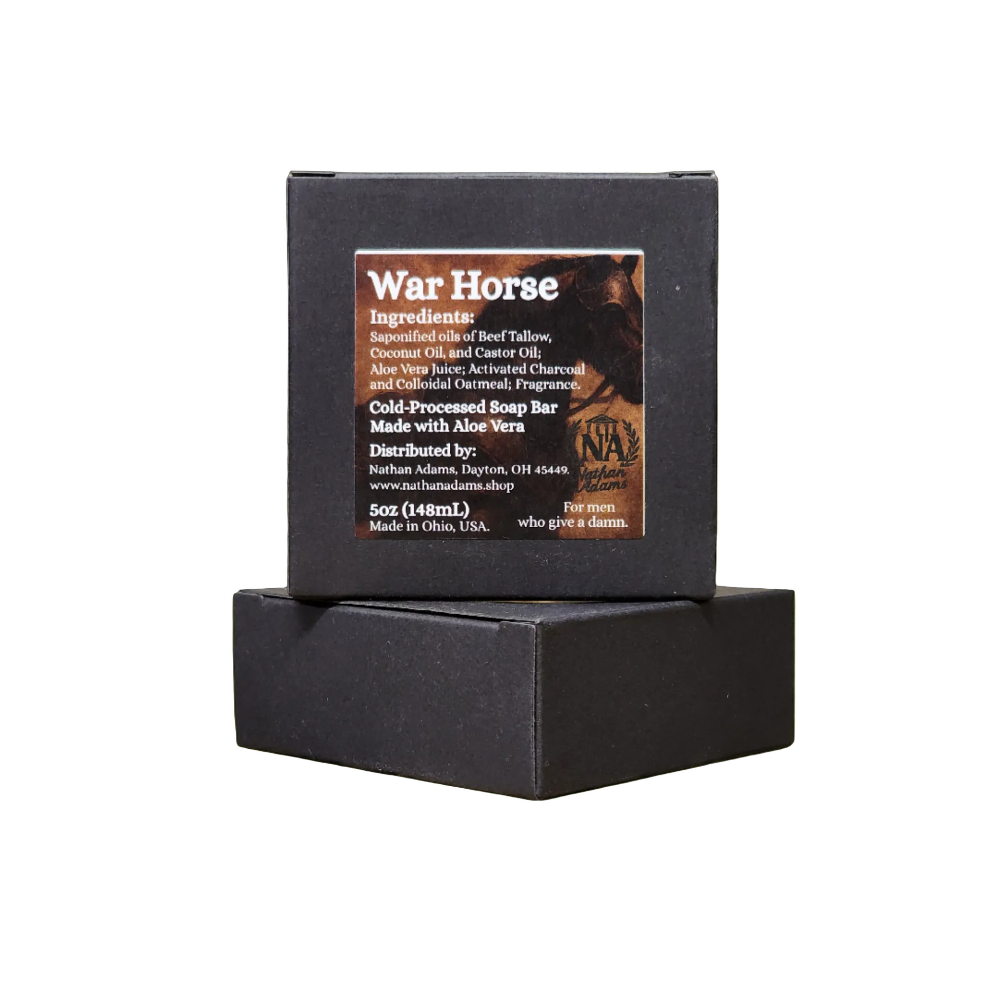 Cold-process charcoal bar soap for men.
