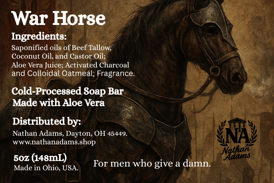 War Horse - Beef Tallow & Charcoal Cold-Processed Bar Soap (5oz)